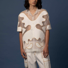 Load image into Gallery viewer, sheer inkblot appliqué shirt (off-white)