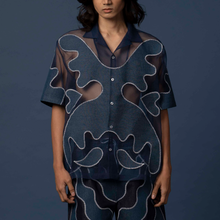 Load image into Gallery viewer, sheer inkblot appliqué shirt (navy)