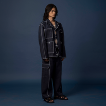 Load image into Gallery viewer, wavy 4-pocket utility overshirt (navy)