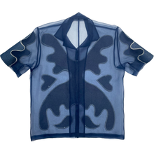 Load image into Gallery viewer, sheer inkblot appliqué shirt (navy)