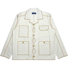 Load image into Gallery viewer, wavy 4-pocket utility overshirt (off-white)