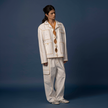 Load image into Gallery viewer, stitch-detailed utility pants (off-white)