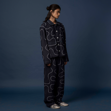 Load image into Gallery viewer, wavy stitch-detailed pants (navy)