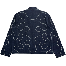 Load image into Gallery viewer, wavy stitch-detailed overshirt (navy)
