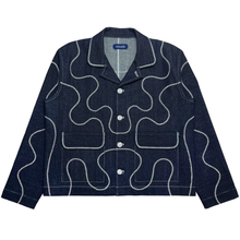 Load image into Gallery viewer, wavy stitch-detailed overshirt (navy)
