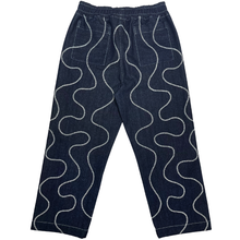 Load image into Gallery viewer, wavy stitch-detailed pants (navy)