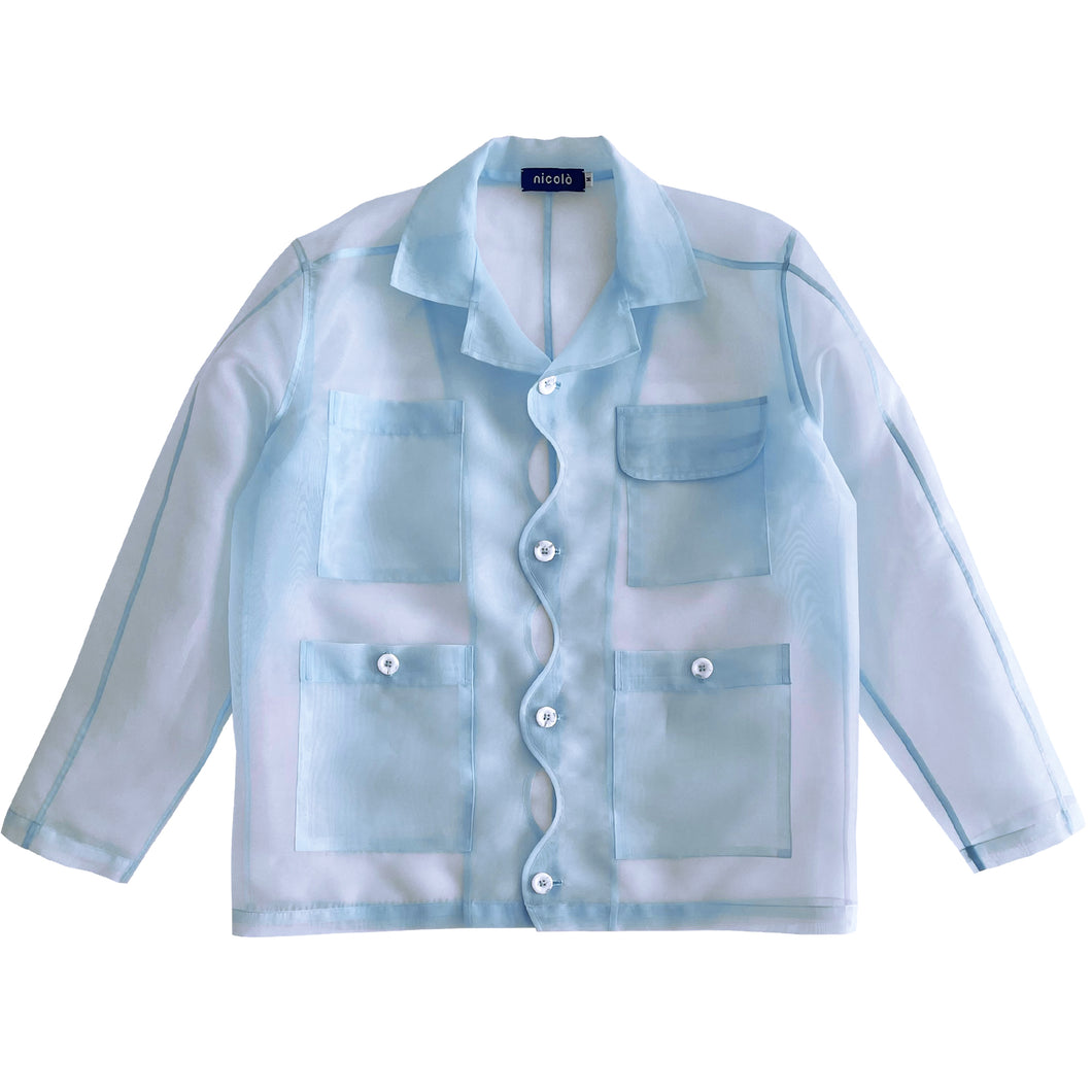 wavy sheer 4-pocket overshirt (light blue)