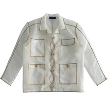 Load image into Gallery viewer, wavy sheer 4-pocket overshirt (cream/white)
